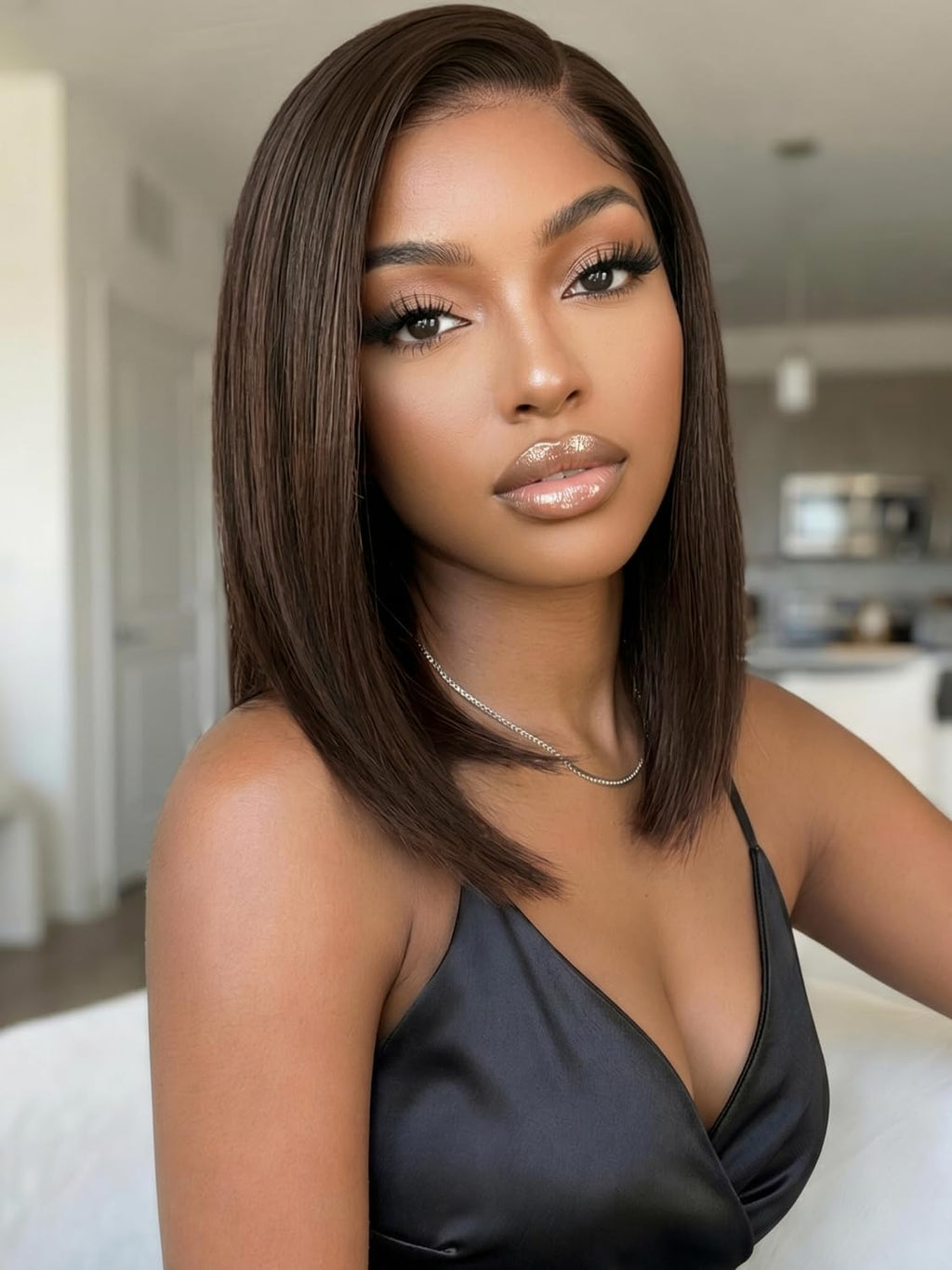 Golden Brown Highlight Glueless Yaki Straight Precut 7x5 Lace Front Wigs Human Hair Drawstring Ombre Pre Plucked Bleached Knots 30S Ready to Wear and Go Wig with Dark Roots 16Inch