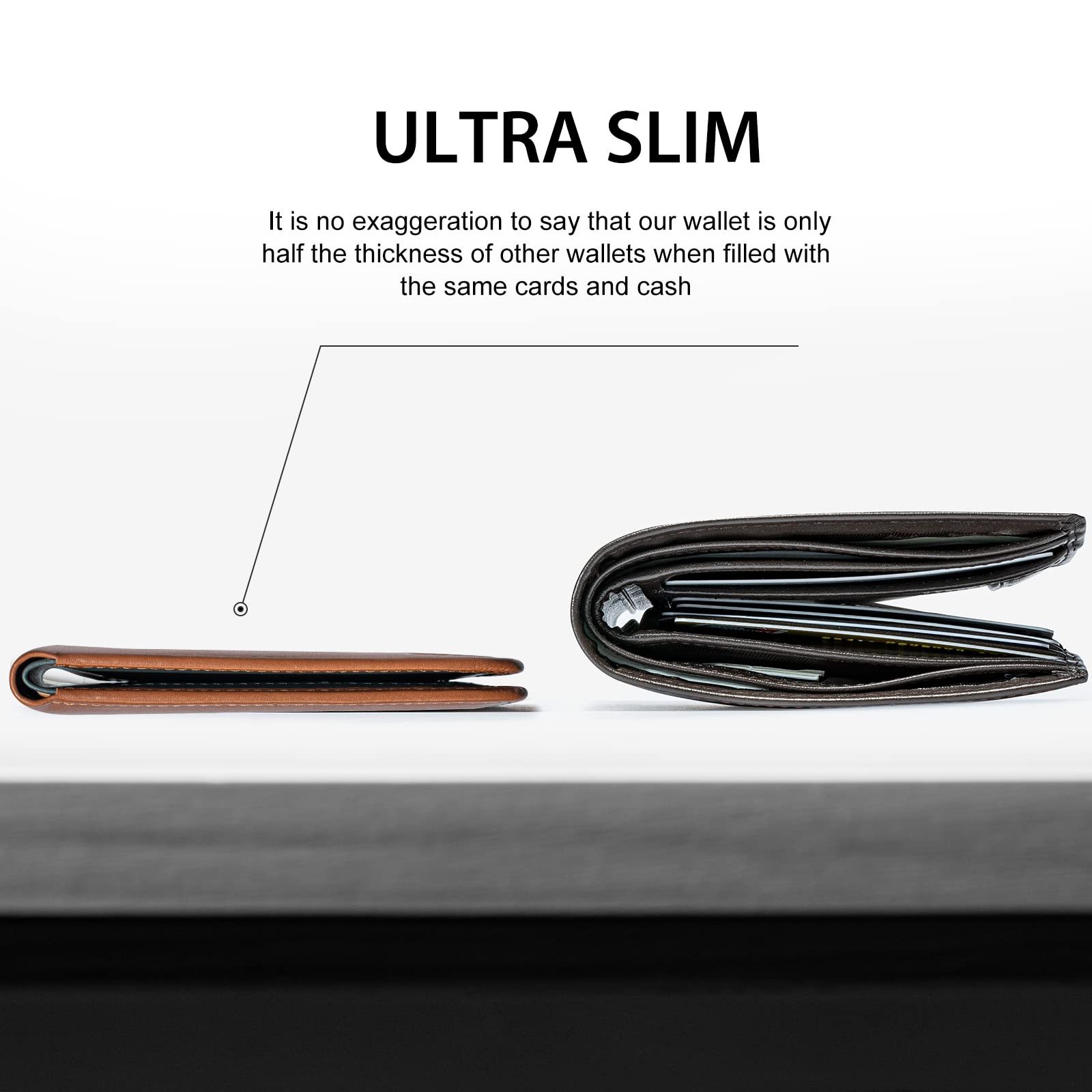 Slim Wallet for Men Rfid Blocking Leather Bifold Front Pocket Carbon Fiber Men's Money Clips Credit Card Holder With Gift Box