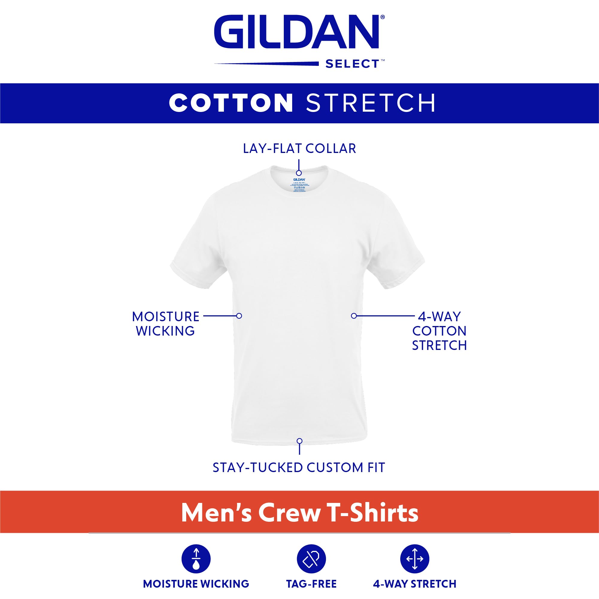 Men's Cotton Stretch T-Shirts, Multipack