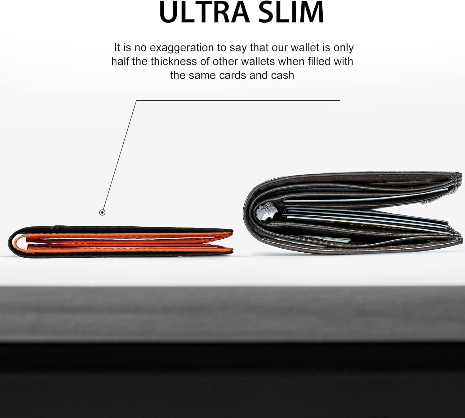 Slim Wallet for Men Rfid Blocking Leather Bifold Front Pocket Carbon Fiber Men's Money Clips Credit Card Holder With Gift Box