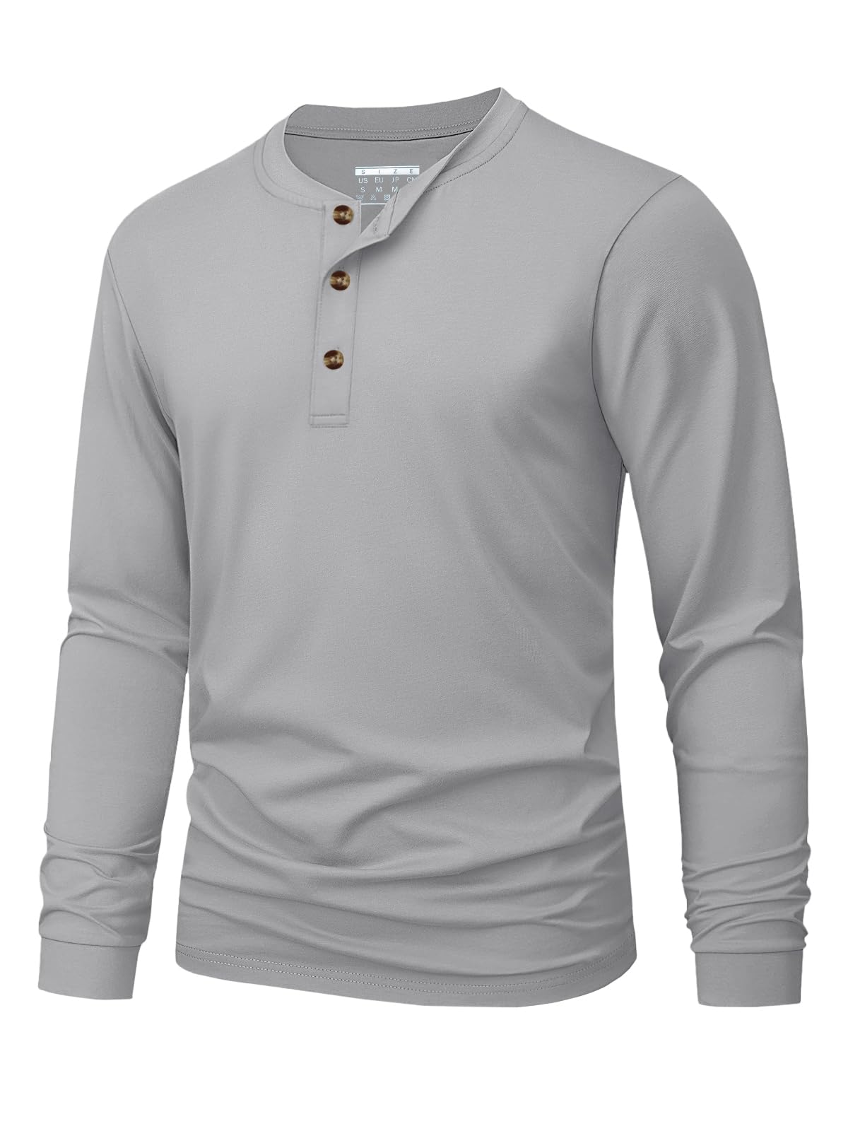 Men's Long Sleeve Henley Shirts Cotton 3-Button Spring Casual T-Shirts Solid Color Soft Basic Tops 2026
