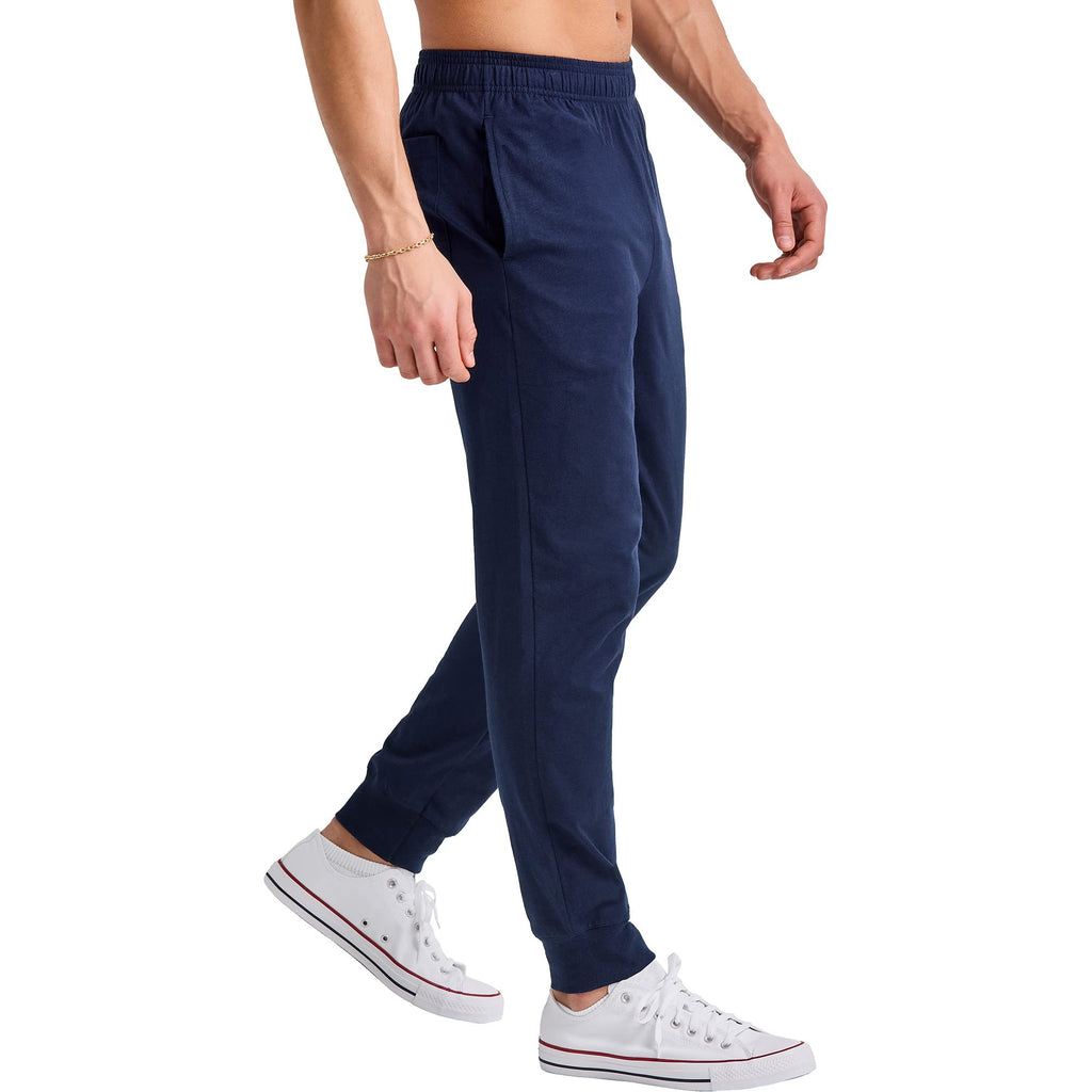 Men's Lightweight Cotton Jersey Cuffed Jogger Sweatpants with Drawstring and Pockets - 30.5"