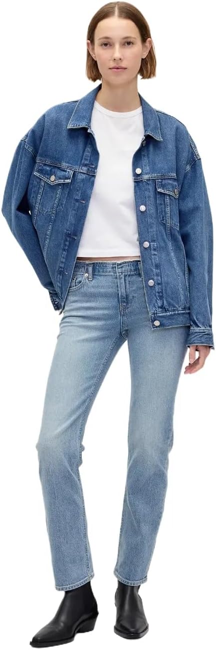 Womens High Rise 90s Straight Fit Denim Jeans