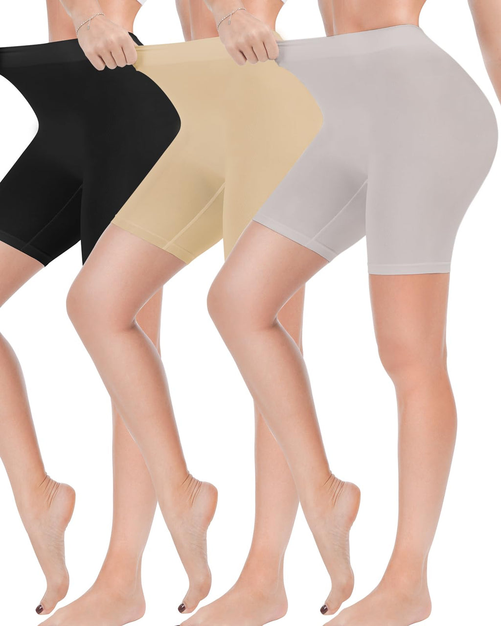 3 Pack Slip Shorts for Women Under Dress,Comfortable Smooth Yoga Shorts,Workout Biker Shorts