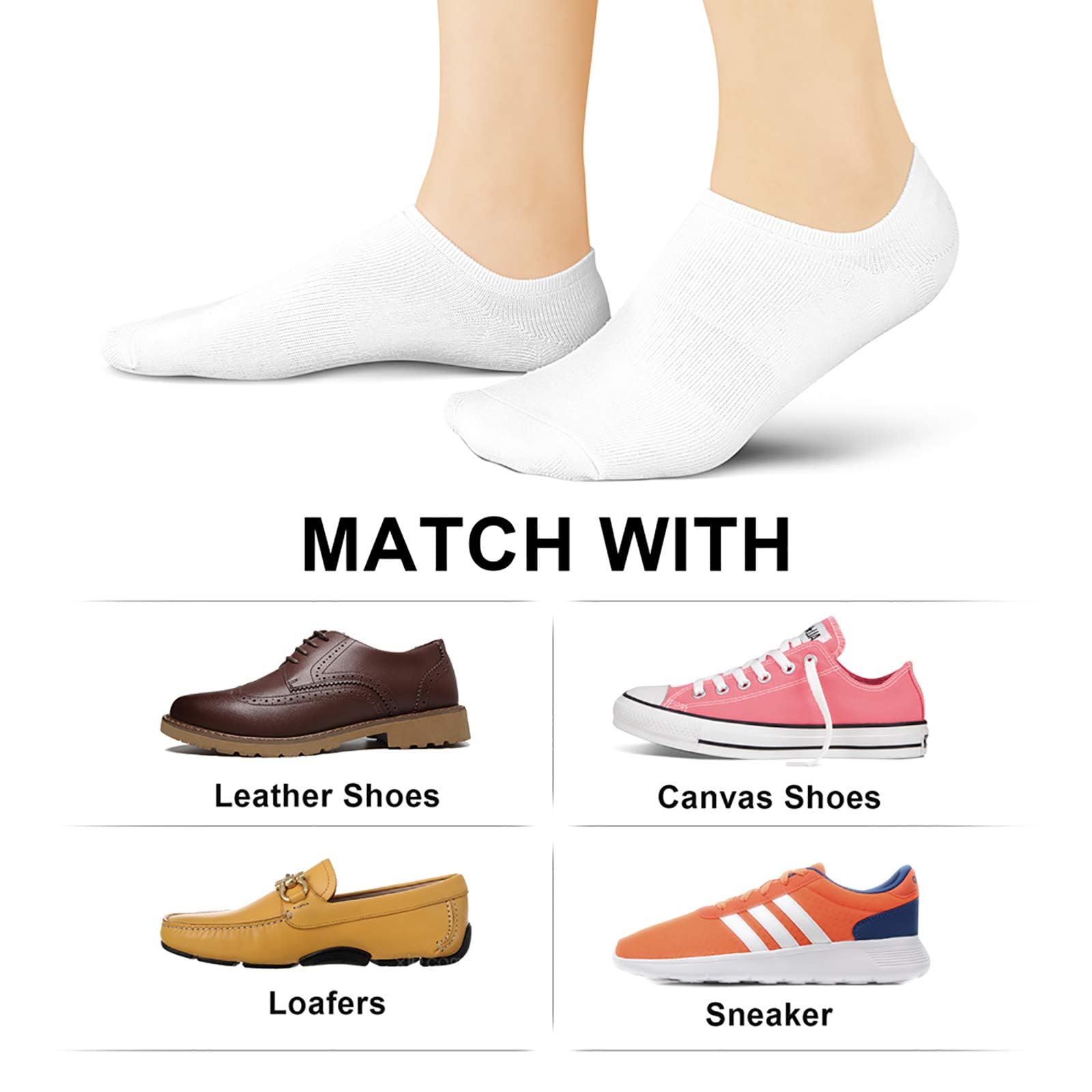 No Show Socks Women Low Socks Non Slip Flat Boat Line 4/8 Pairs