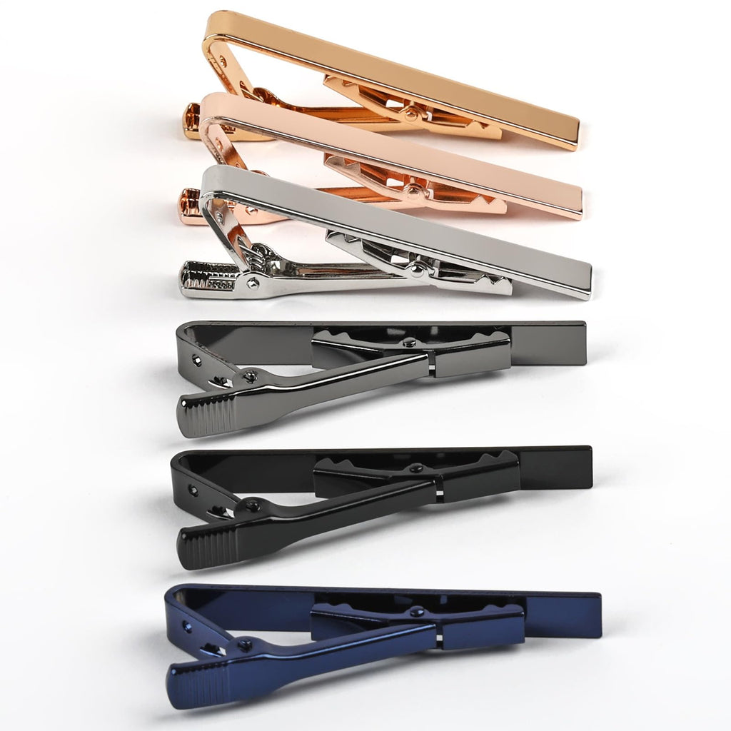 6 Pcs Tie Clips for Men, Classic Shiny & Glossy Tie Bar, Ideal for Father, Husband, Boyfriend, Business, Wedding, Tie Pins with Gift Box