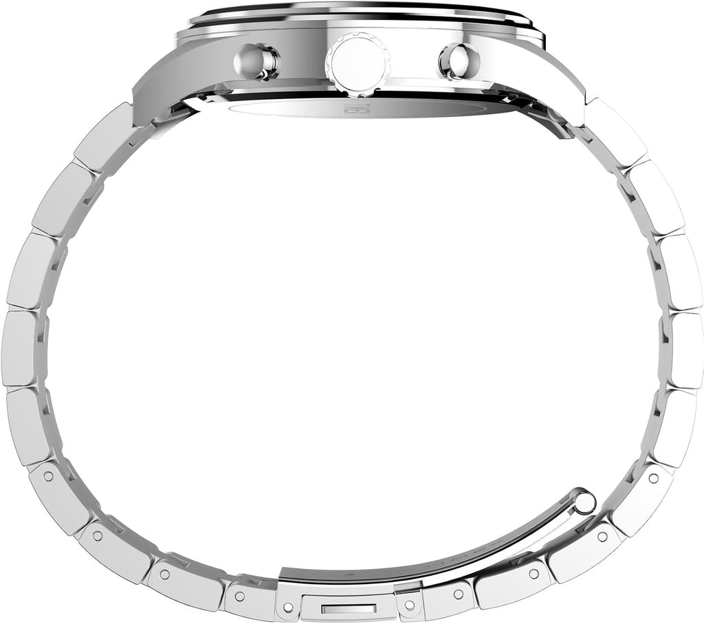 Men's Dress Chronograph 43mm Watch - Silver-Tone Bracelet Black Dial Silver-Tone Case