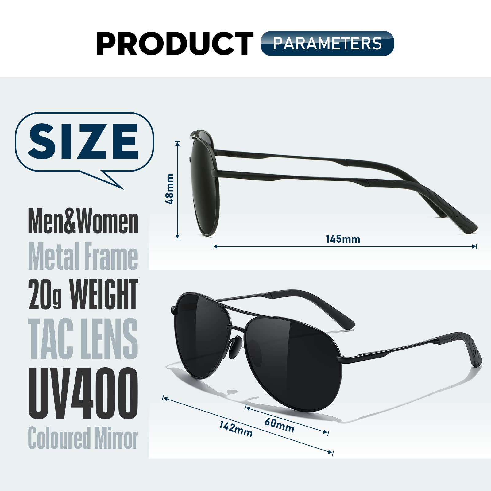 Sunglasses Men Polarized Aviator Sunglasses for Men Women Fishing Driving Sun glasses Metal Frame UV Protection