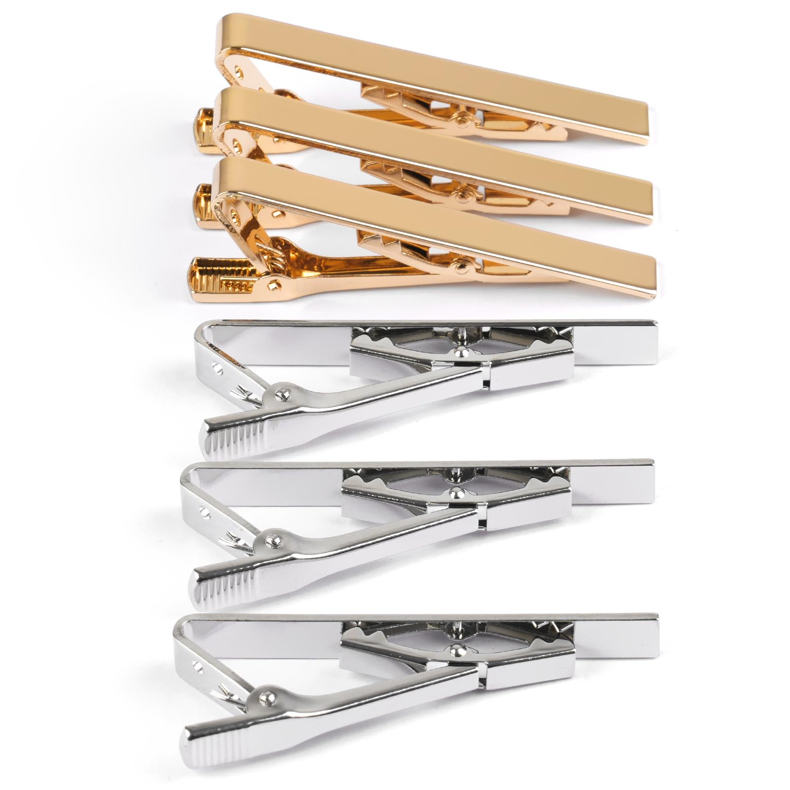 6 Pcs Tie Clips for Men, Classic Shiny & Glossy Tie Bar, Ideal for Father, Husband, Boyfriend, Business, Wedding, Tie Pins with Gift Box