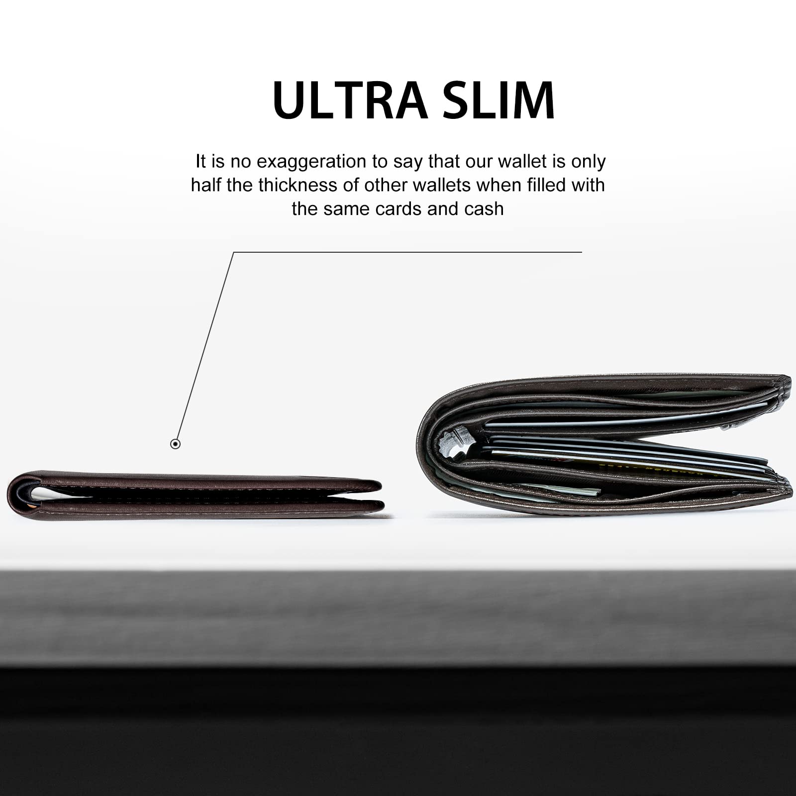 Slim Wallet for Men Rfid Blocking Leather Bifold Front Pocket Carbon Fiber Men's Money Clips Credit Card Holder With Gift Box