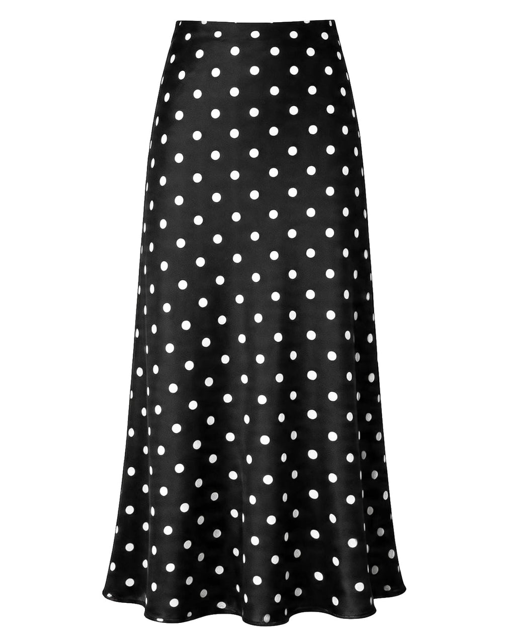 Women's Satin High Waisted Maxi Skirts Hidden Elasticized Waistband A Line Long Skirt