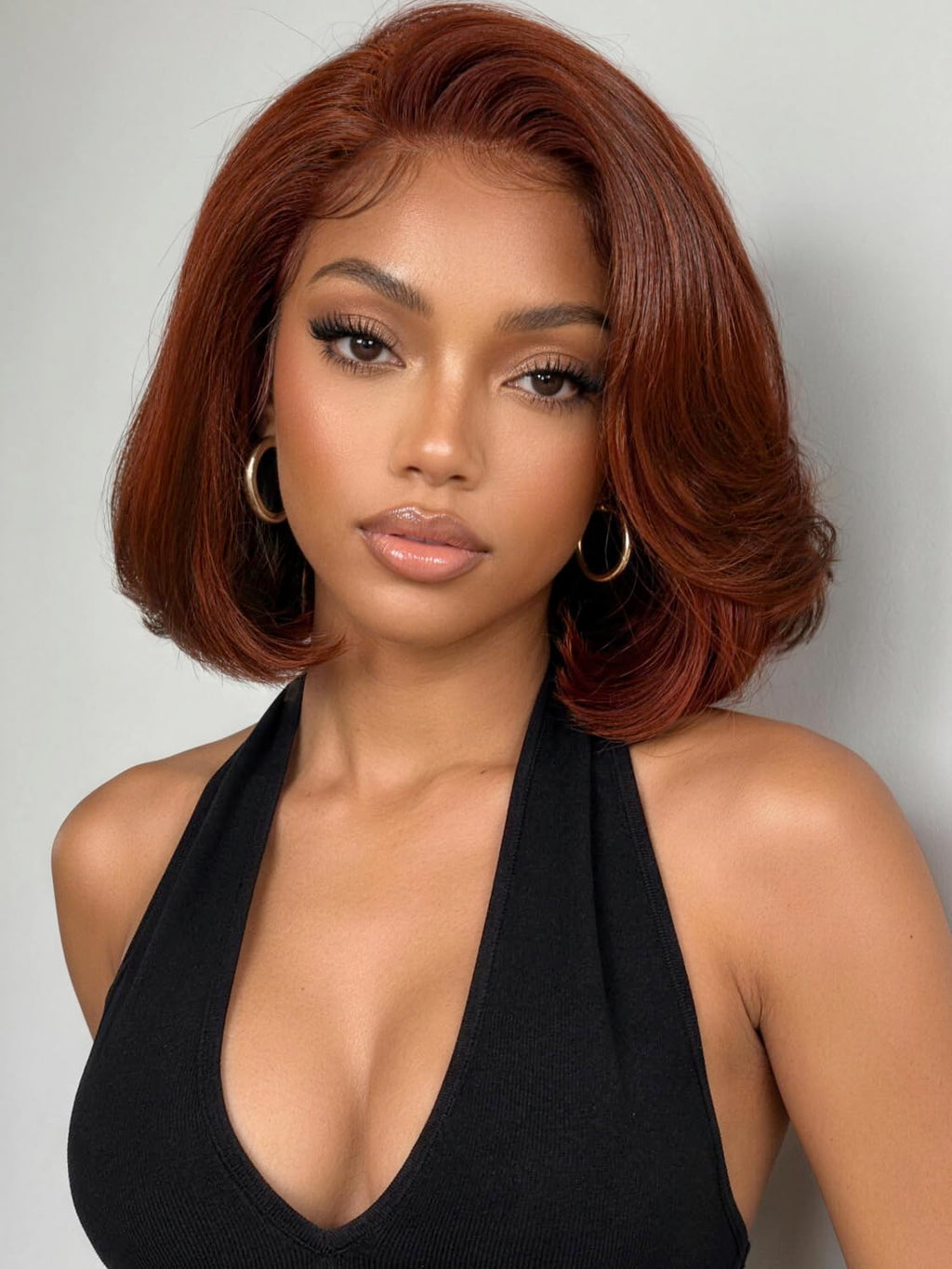 Golden Brown Highlight Glueless Yaki Straight Precut 7x5 Lace Front Wigs Human Hair Drawstring Ombre Pre Plucked Bleached Knots 30S Ready to Wear and Go Wig with Dark Roots 16Inch