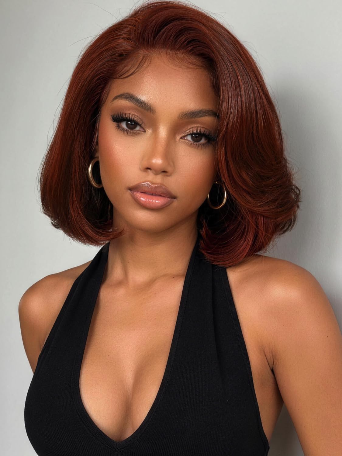 Golden Brown Highlight Glueless Yaki Straight Precut 7x5 Lace Front Wigs Human Hair Drawstring Ombre Pre Plucked Bleached Knots 30S Ready to Wear and Go Wig with Dark Roots 16Inch