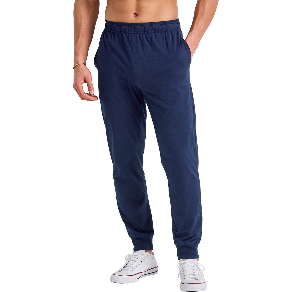 Men's Lightweight Cotton Jersey Cuffed Jogger Sweatpants with Drawstring and Pockets - 30.5"