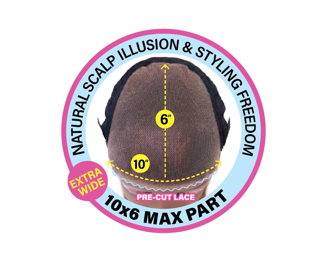 10X6 PRECUT Lace Part Wig, 24" Layered Straight, HD LACE 10x6 Max Part, Glueless Drawstring, Yaki Texture, Heat Resistant Fiber Wig (1 Jet Black)