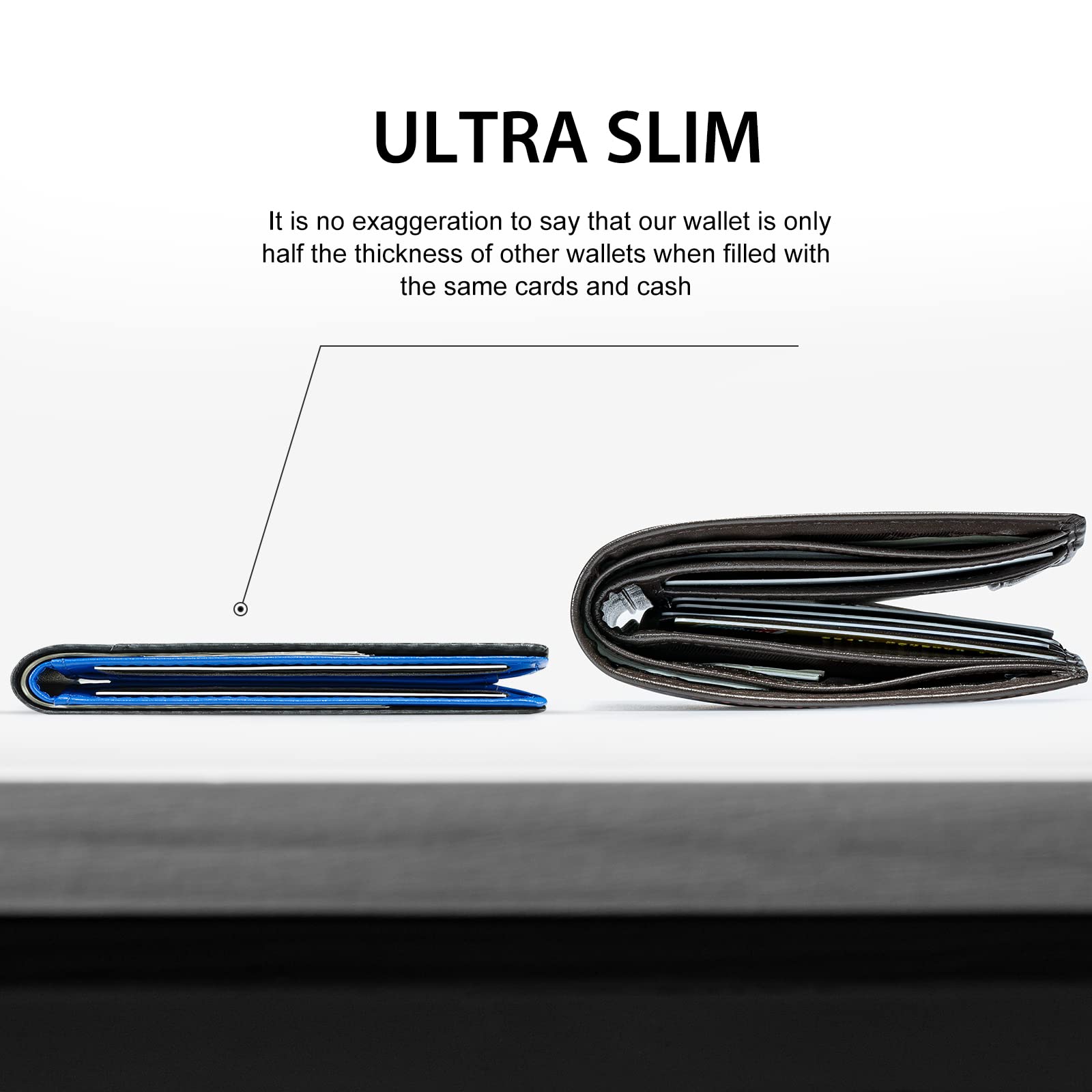 Slim Wallet for Men Rfid Blocking Leather Bifold Front Pocket Carbon Fiber Men's Money Clips Credit Card Holder With Gift Box