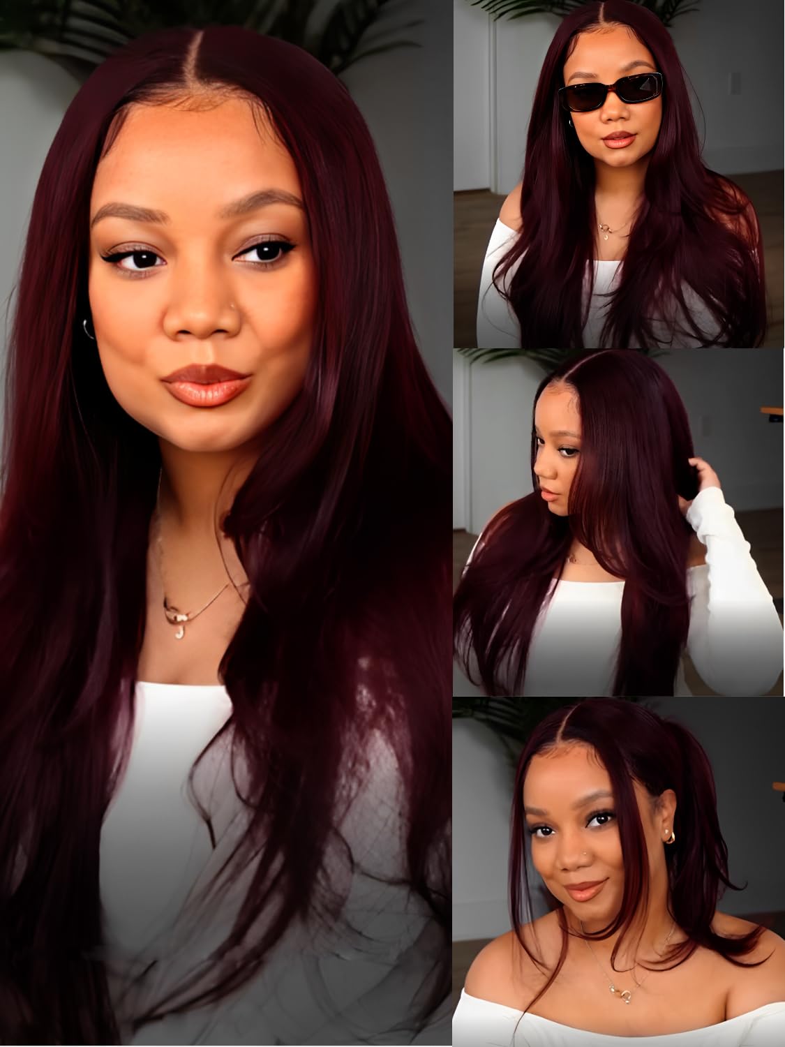 Golden Brown Highlight Glueless Yaki Straight Precut 7x5 Lace Front Wigs Human Hair Drawstring Ombre Pre Plucked Bleached Knots 30S Ready to Wear and Go Wig with Dark Roots 16Inch