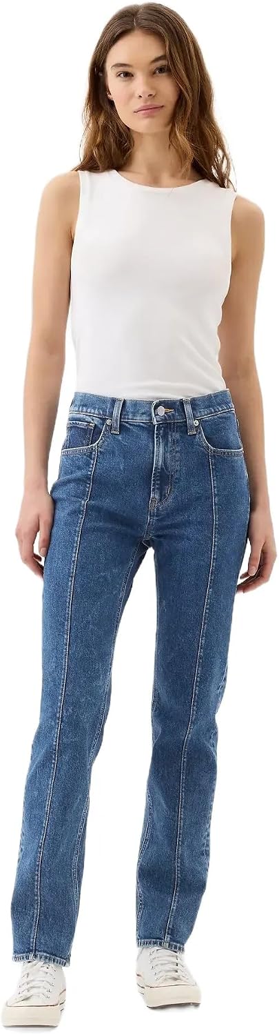 Womens High Rise 90s Straight Fit Denim Jeans