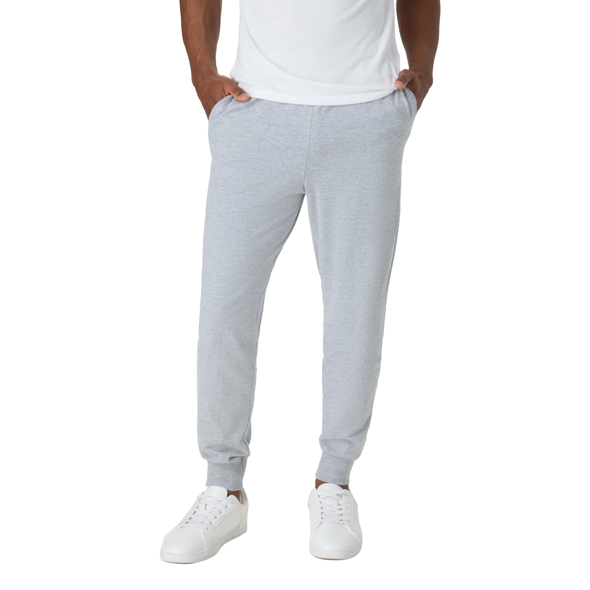 Men's Lightweight Cotton Jersey Cuffed Jogger Sweatpants with Drawstring and Pockets - 30.5"
