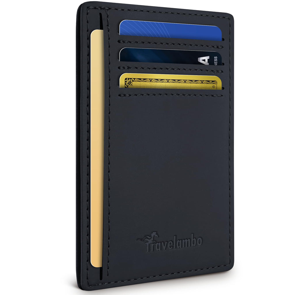 Slim Wallet Front Pocket Minimalist Leather RFID Blocking Medium Size