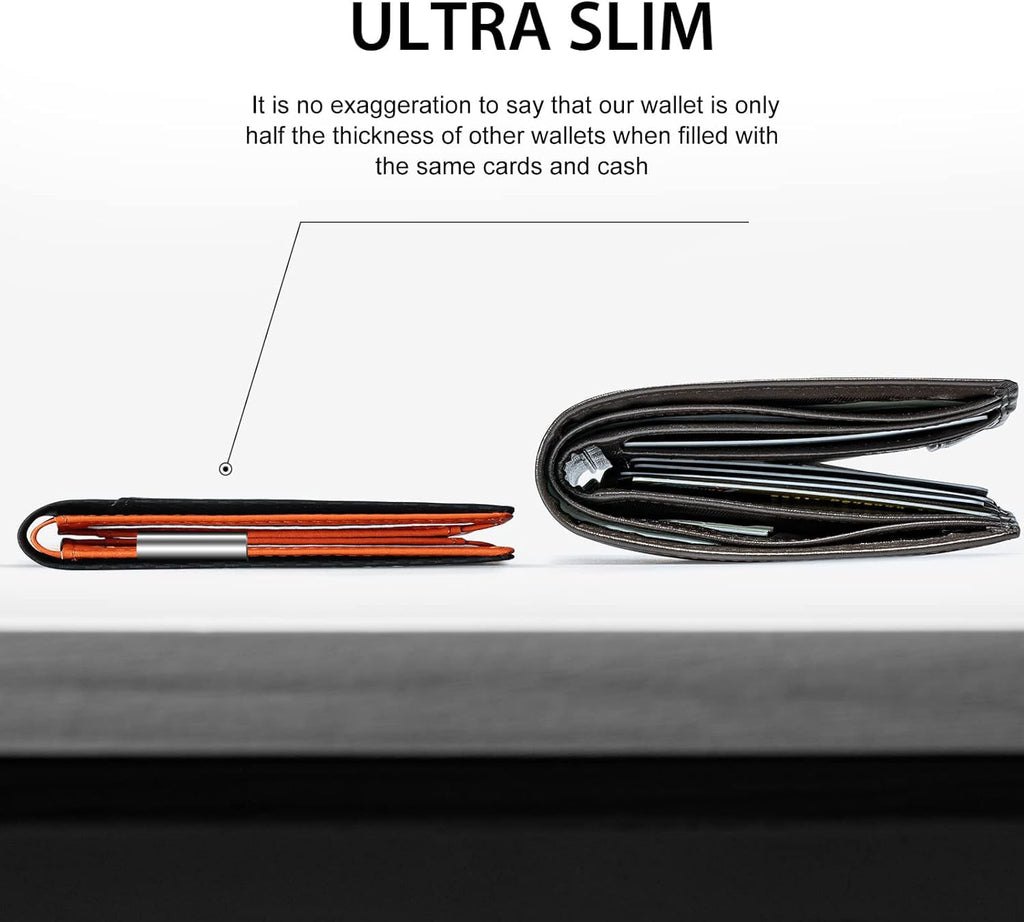 Slim Wallet for Men Rfid Blocking Leather Bifold Front Pocket Carbon Fiber Men's Money Clips Credit Card Holder With Gift Box