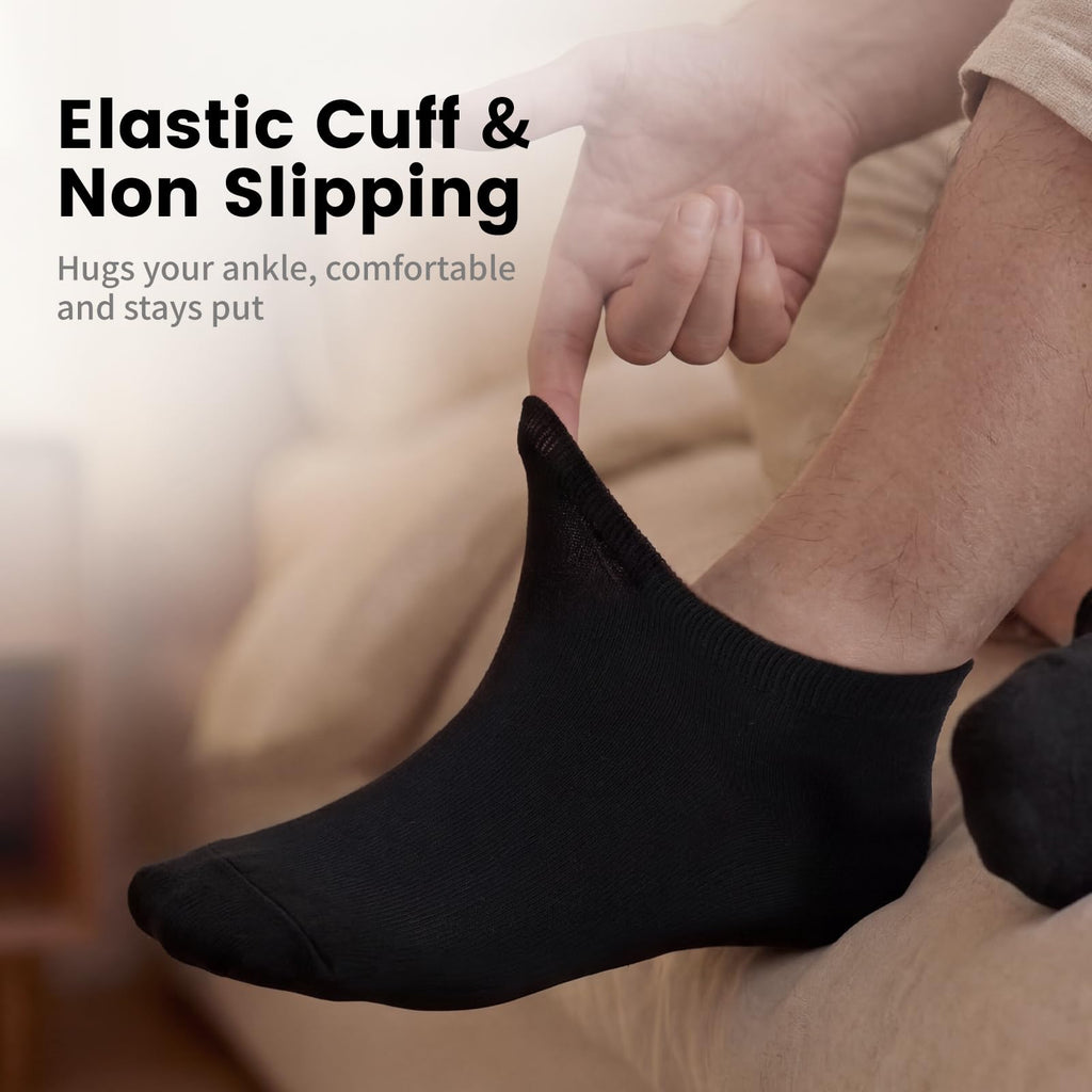 No Show Socks Men, Low Cut Ankle Short Casual Cotton Socks with Non Slip Grips 6-10/11-13