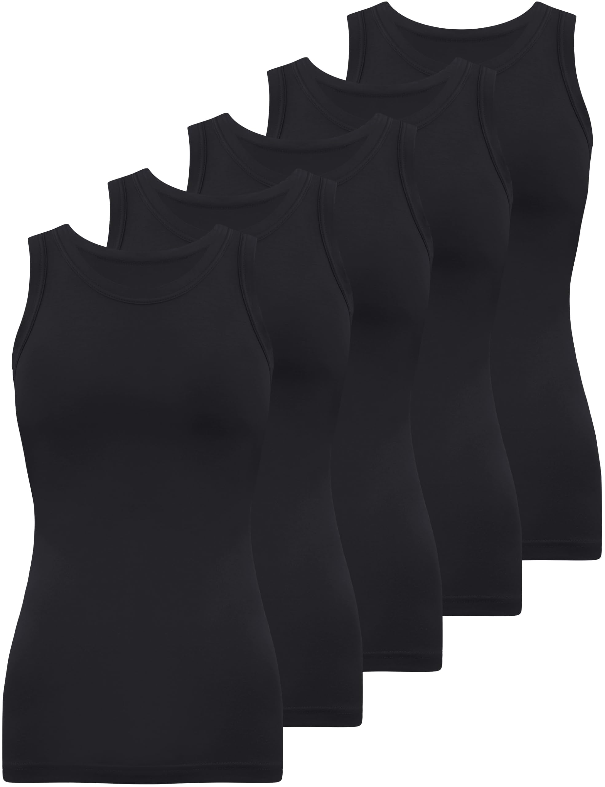 5 Pack Womens Crewneck Tank Tops High Neck Tank Tops Sleeveless Slim Fit Basic Tanks Top Ladies Undershirts