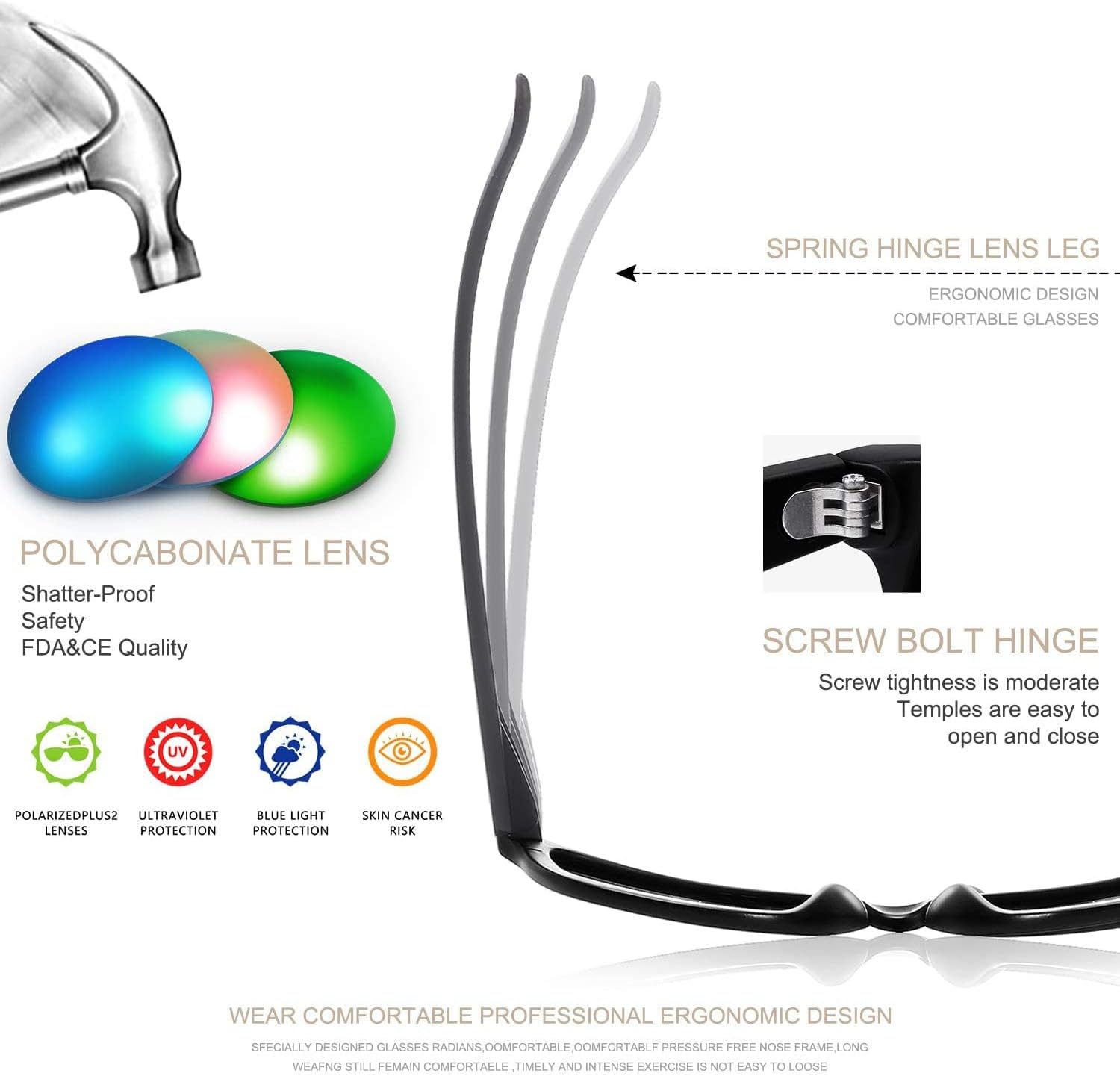 Sunglasses Men Polarized Sunglasses for Mens and Womens,Black Retro Sun Glasses Driving Fishing UV Protection