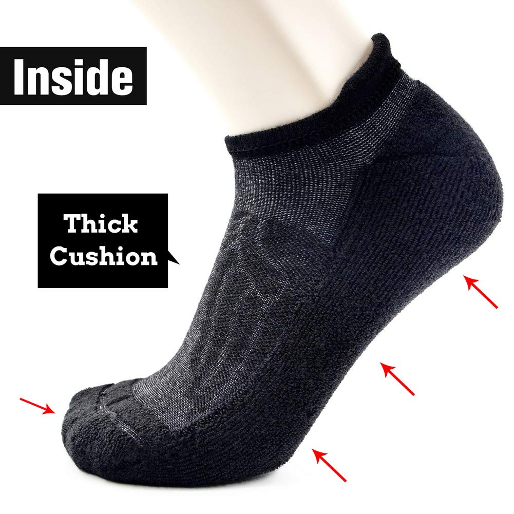 Merino Wool Compression Support Ankle Running Hiking Socks for Men Women, Soft Thick Cushion Tab Socks 3/6 Pairs