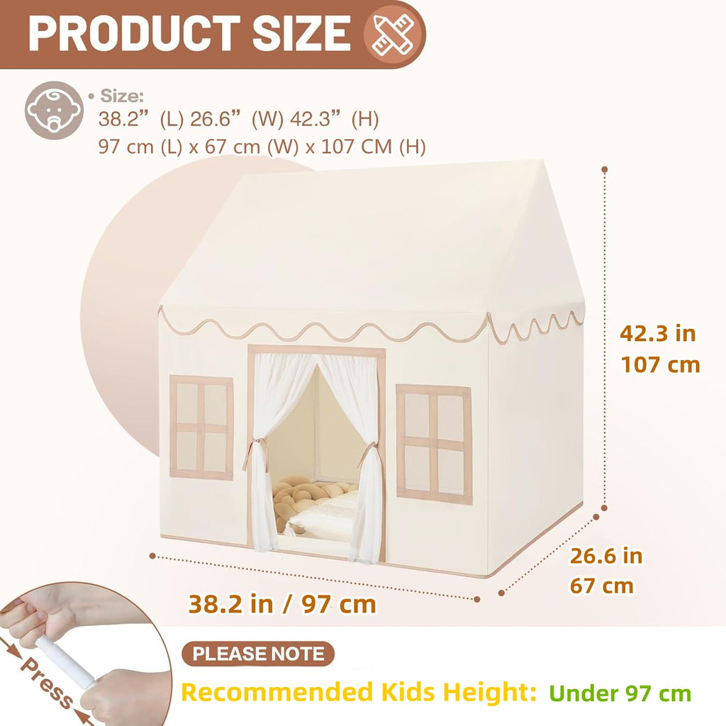 Kids Play Tent Indoor: with Mat, Tassel Garland, Star Lights - Girl Tent Indoor Playhouse for Kids Toys for Boy Girl Birthday Gift