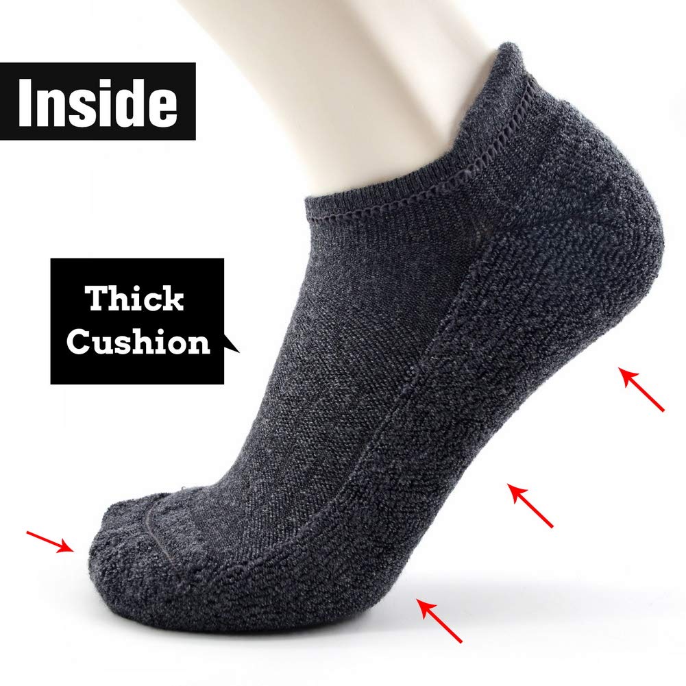 Merino Wool Compression Support Ankle Running Hiking Socks for Men Women, Soft Thick Cushion Tab Socks 3/6 Pairs