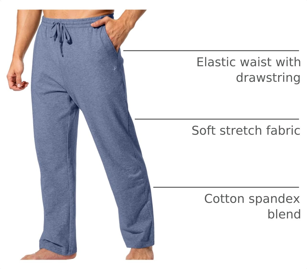 Men's Cotton Yoga Sweatpants Athletic Lounge Pants Open Bottom Casual Jersey Pants for Men with Pockets