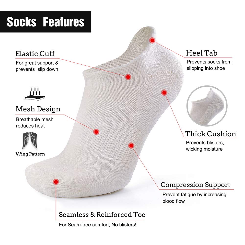 Merino Wool Compression Support Ankle Running Hiking Socks for Men Women, Soft Thick Cushion Tab Socks 3/6 Pairs