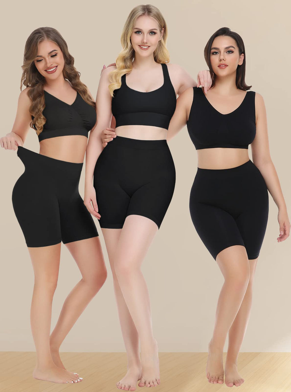 3 Pack Slip Shorts for Women Under Dress,Comfortable Smooth Yoga Shorts,Workout Biker Shorts