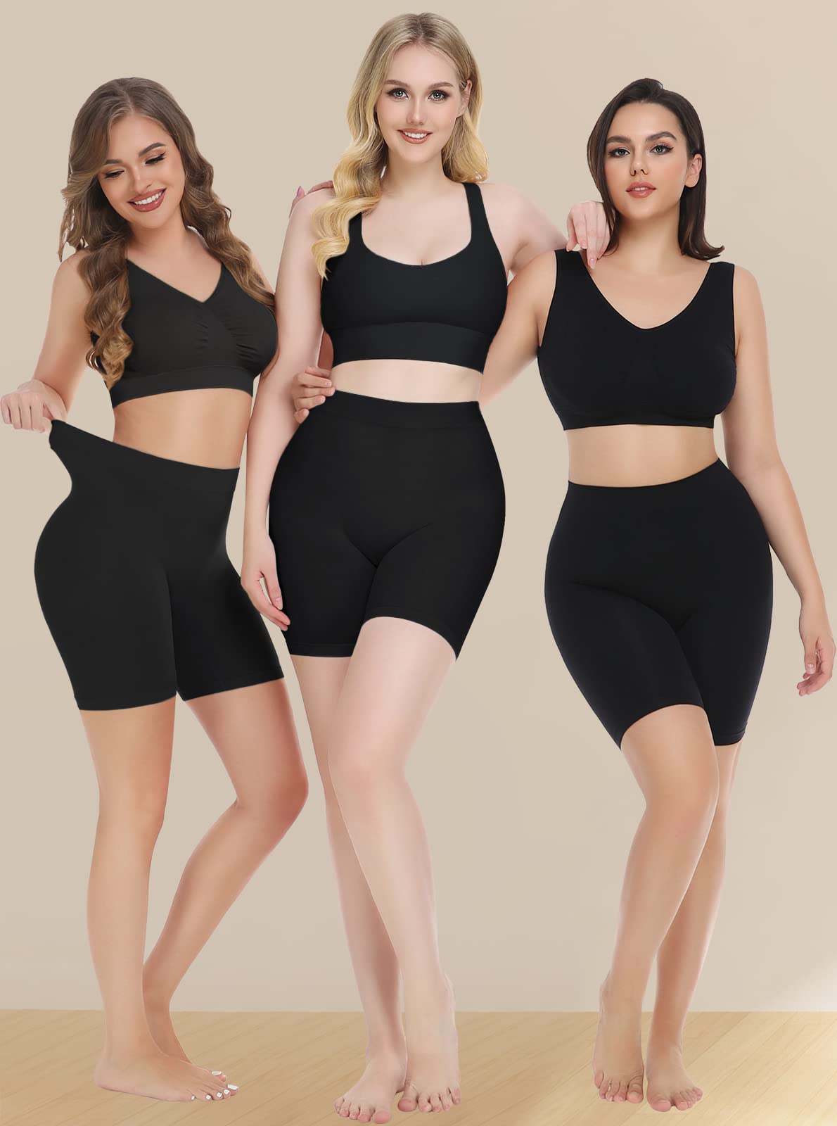 3 Pack Slip Shorts for Women Under Dress,Comfortable Smooth Yoga Shorts,Workout Biker Shorts