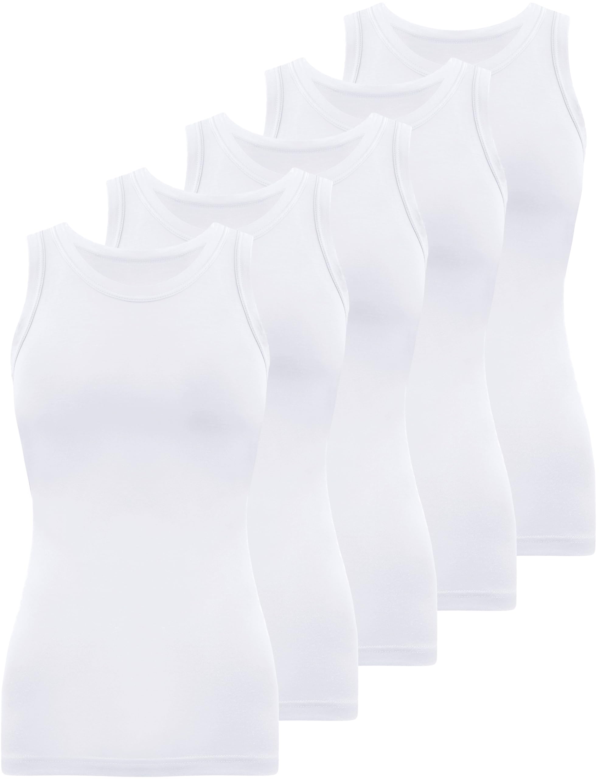 5 Pack Womens Crewneck Tank Tops High Neck Tank Tops Sleeveless Slim Fit Basic Tanks Top Ladies Undershirts