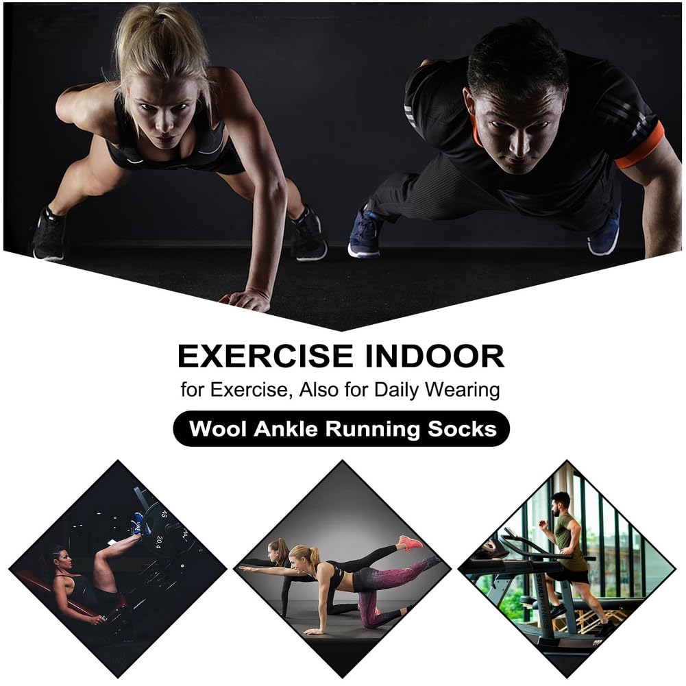 Merino Wool Compression Support Ankle Running Hiking Socks for Men Women, Soft Thick Cushion Tab Socks 3/6 Pairs