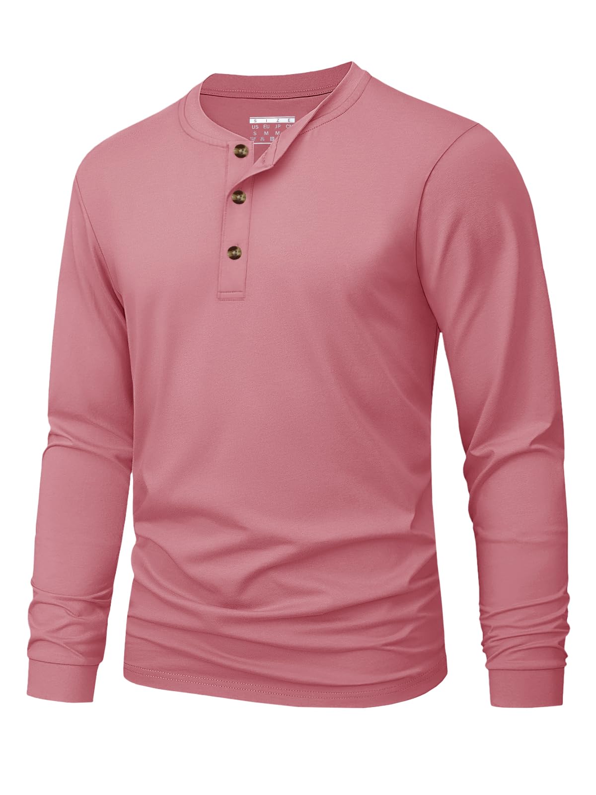 Men's Long Sleeve Henley Shirts Cotton 3-Button Spring Casual T-Shirts Solid Color Soft Basic Tops 2026