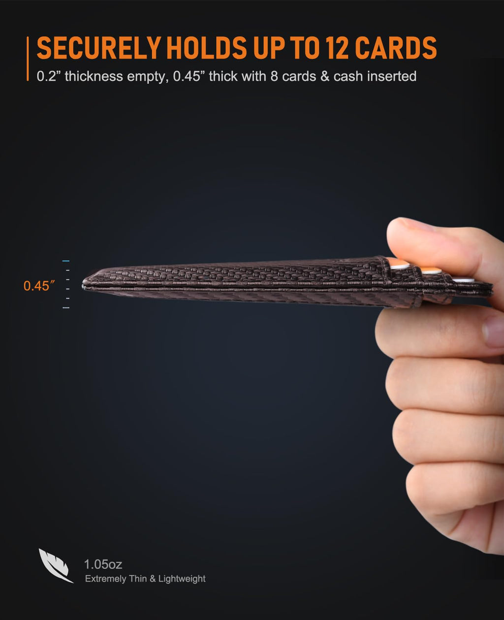 Slim Minimalist Front Pocket RFID Blocking Leather Wallets for Men and Women - Carbon Fiber Black