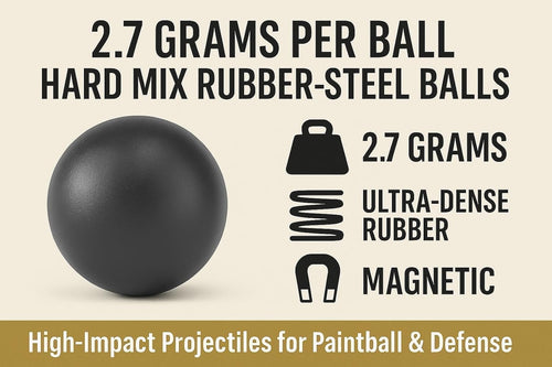 100x Premium Quality Hard Mix Rubber Steel Balls Paintballs Reballs Powerballs in 50 Cal. for Shooting Training Home and Self Defense Pistols in 50 Caliber