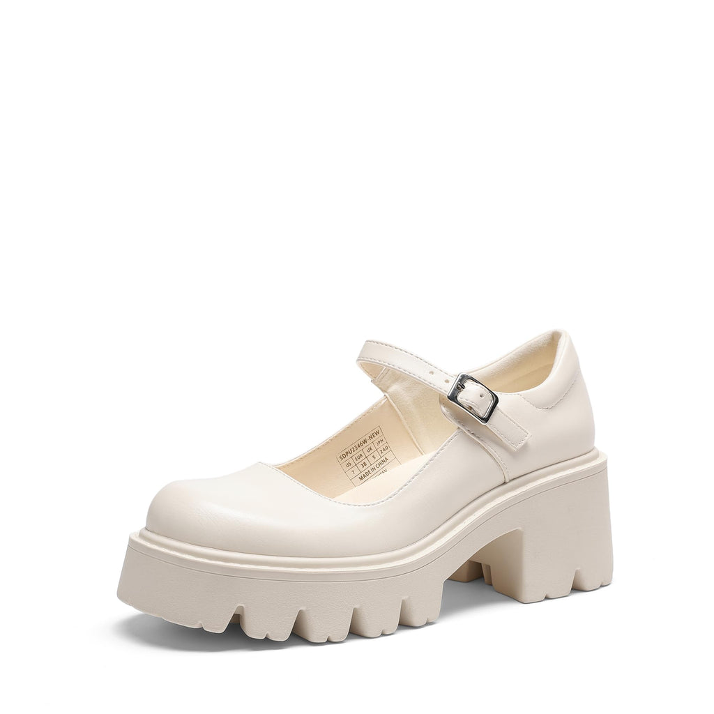 DREAM PAIRS Women's Mary Janes Shoes Platform Dress Low Heel Chunky Pumps Round Toe Ankle Strap Pumps Shoes Oxfords Esther