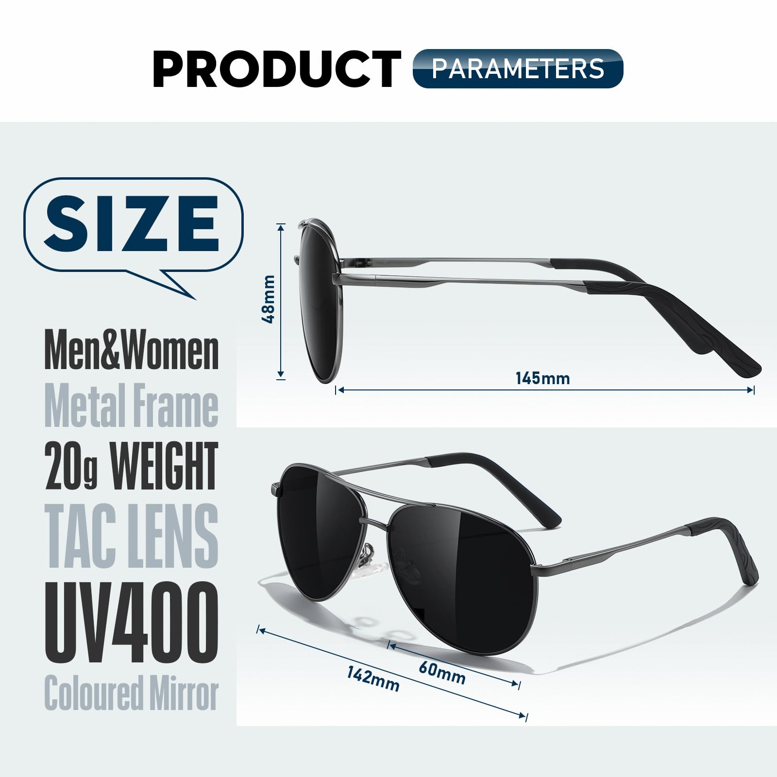 Sunglasses Men Polarized Aviator Sunglasses for Men Women Fishing Driving Sun glasses Metal Frame UV Protection