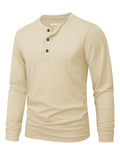 Men's Long Sleeve Henley Shirts Cotton 3-Button Spring Casual T-Shirts Solid Color Soft Basic Tops 2026