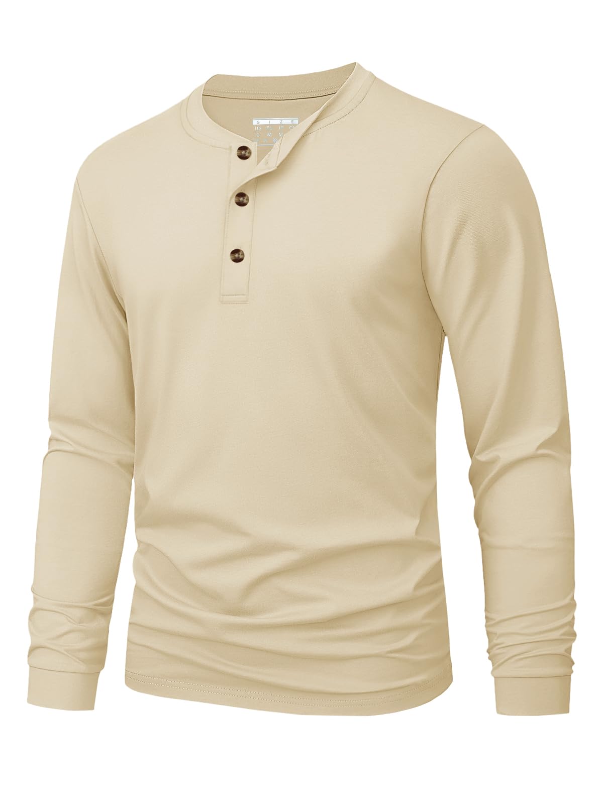 Men's Long Sleeve Henley Shirts Cotton 3-Button Spring Casual T-Shirts Solid Color Soft Basic Tops 2026
