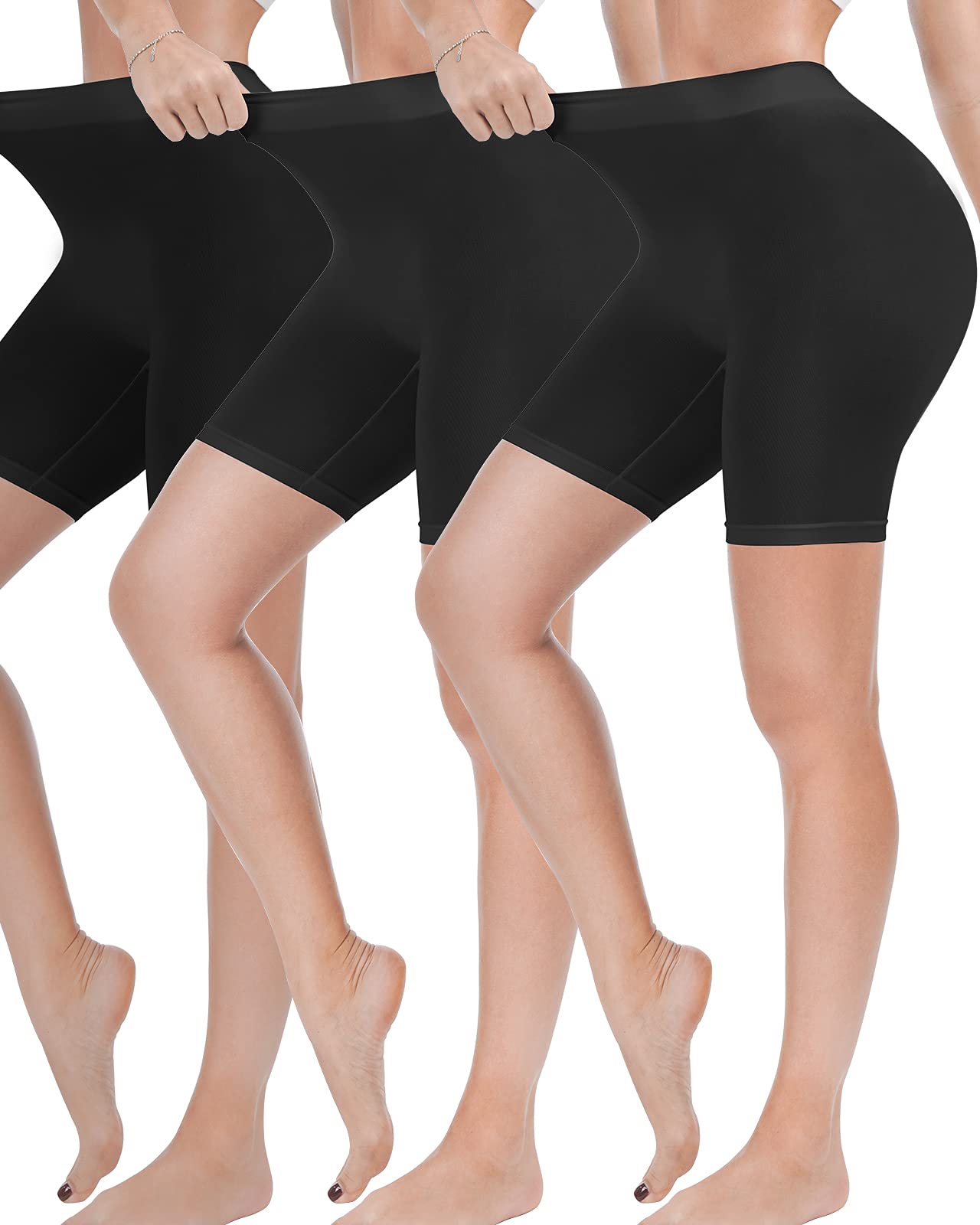 3 Pack Slip Shorts for Women Under Dress,Comfortable Smooth Yoga Shorts,Workout Biker Shorts