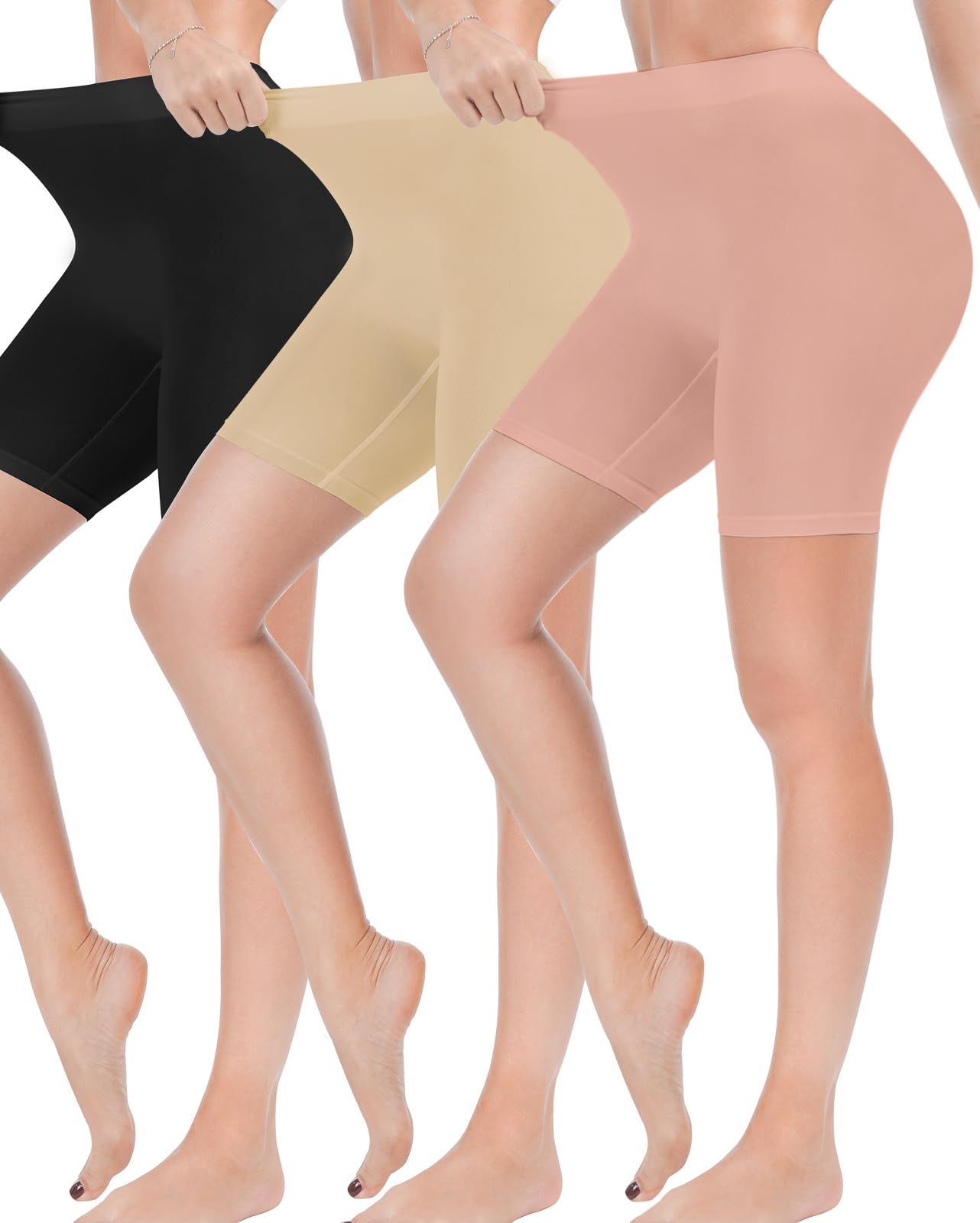 3 Pack Slip Shorts for Women Under Dress,Comfortable Smooth Yoga Shorts,Workout Biker Shorts