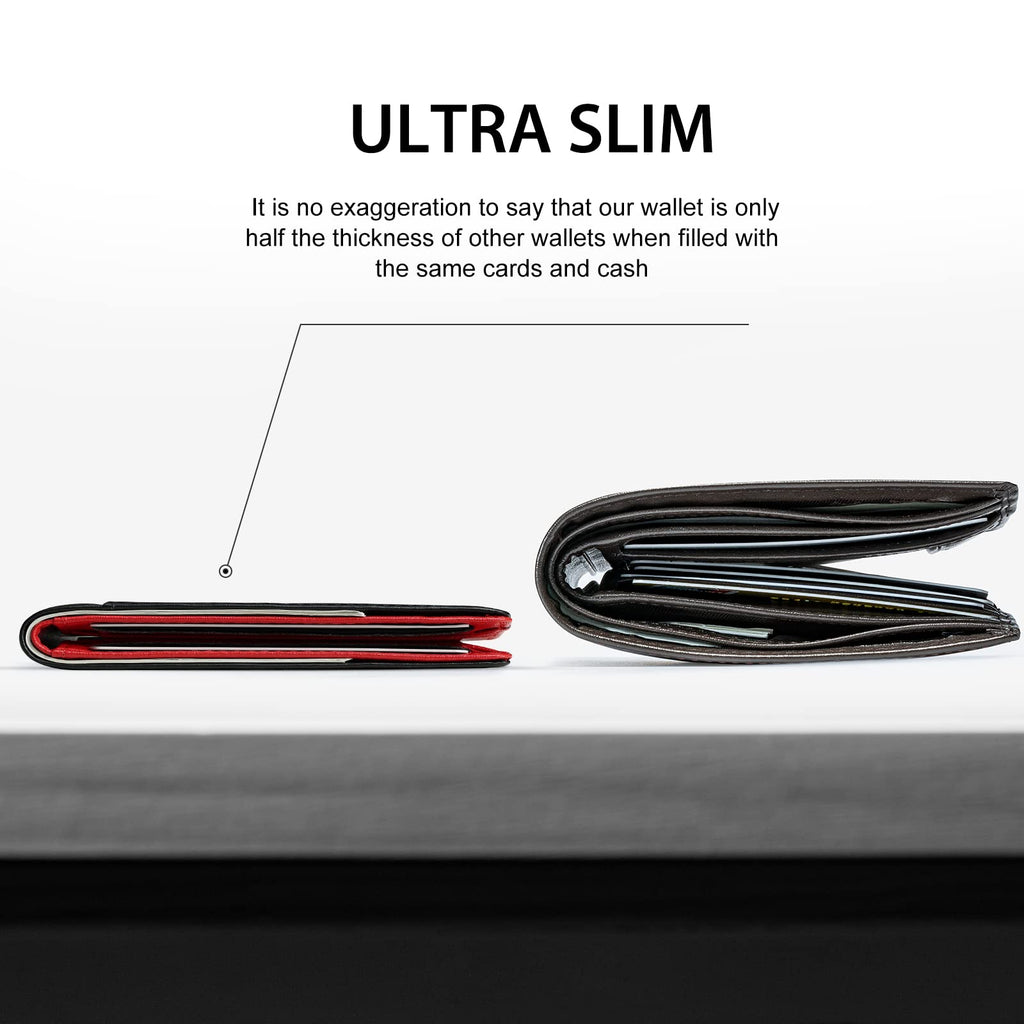 Slim Wallet for Men Rfid Blocking Leather Bifold Front Pocket Carbon Fiber Men's Money Clips Credit Card Holder With Gift Box