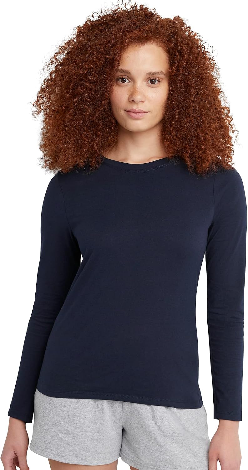 Women's Originals Long Sleeve Cotton T-Shirt, Lightweight Crewneck Tee, Modern Fit