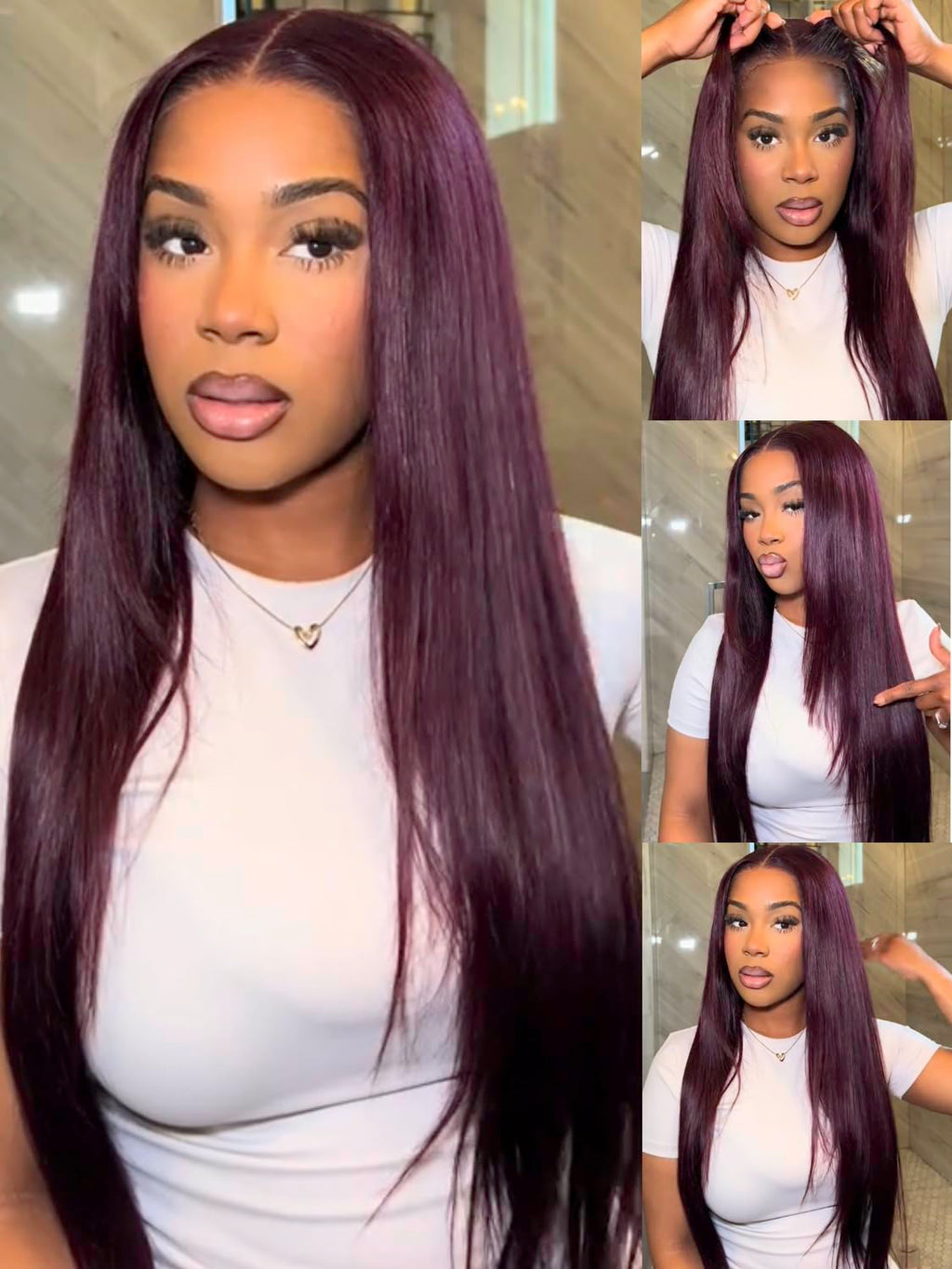 Golden Brown Highlight Glueless Yaki Straight Precut 7x5 Lace Front Wigs Human Hair Drawstring Ombre Pre Plucked Bleached Knots 30S Ready to Wear and Go Wig with Dark Roots 16Inch