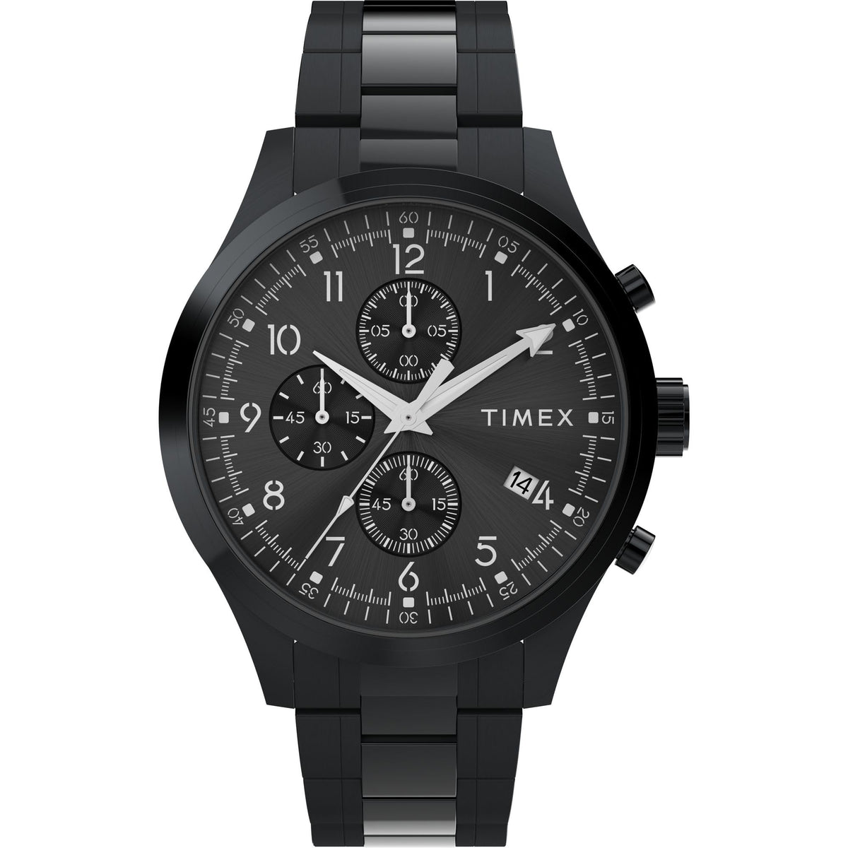 Men's Dress Chronograph 43mm Watch - Silver-Tone Bracelet Black Dial Silver-Tone Case